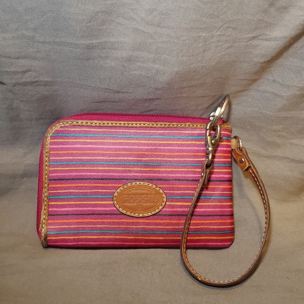 Fossil Key Per Keyper Multicolored Zip Wristlet W… - image 1